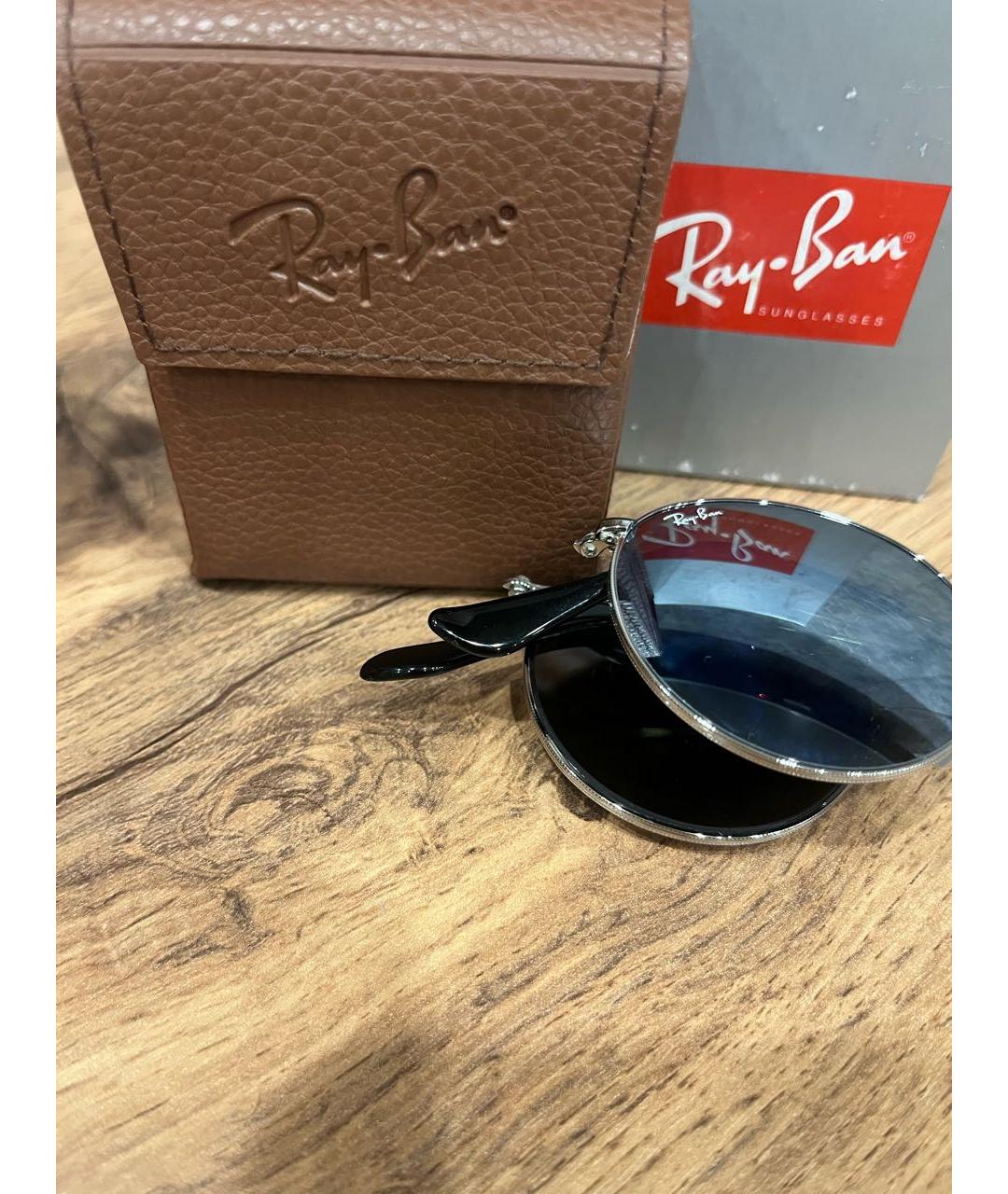 RAY BAN Серебряные металлические солнцезащитные очки, фото 7