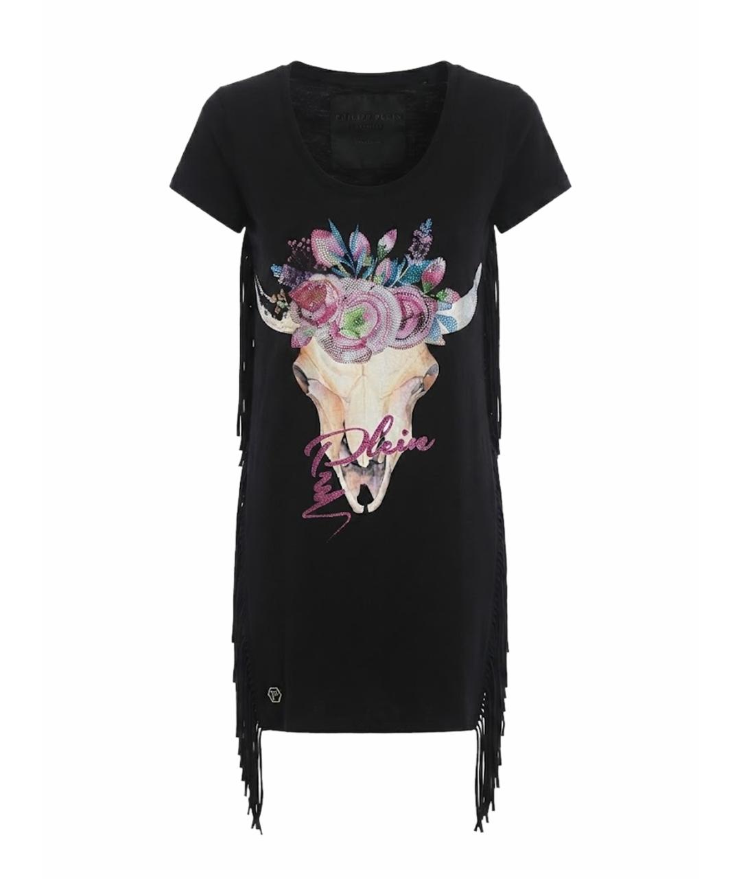 PHILIPP PLEIN Черное хлопковое повседневное платье, фото 1