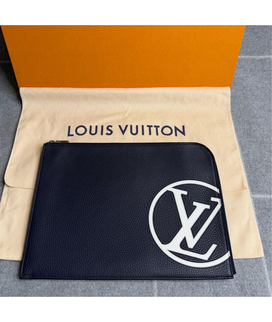LOUIS VUITTON Темно-синяя кожаная папка для документов, фото 2
