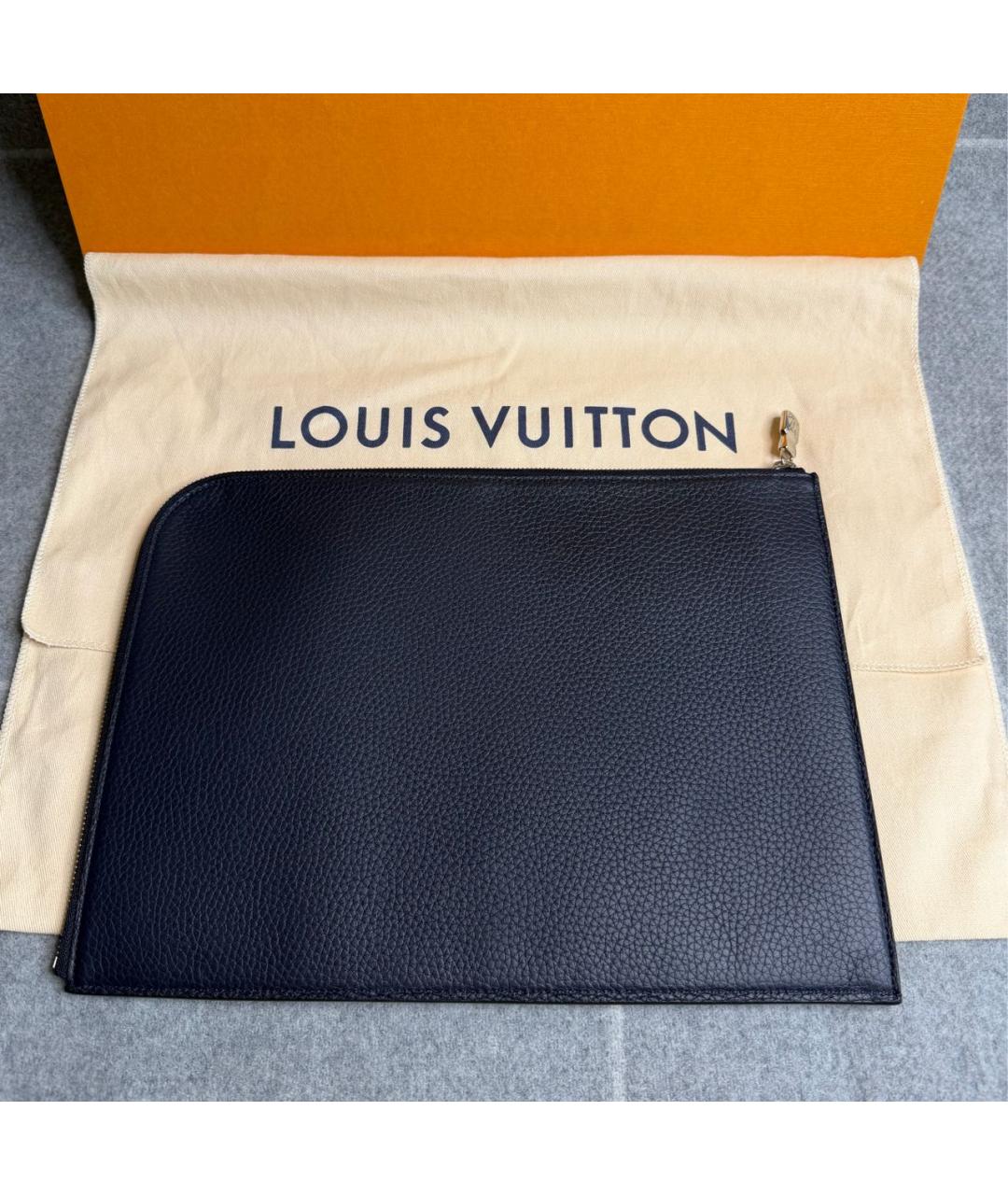LOUIS VUITTON Темно-синяя кожаная папка для документов, фото 4