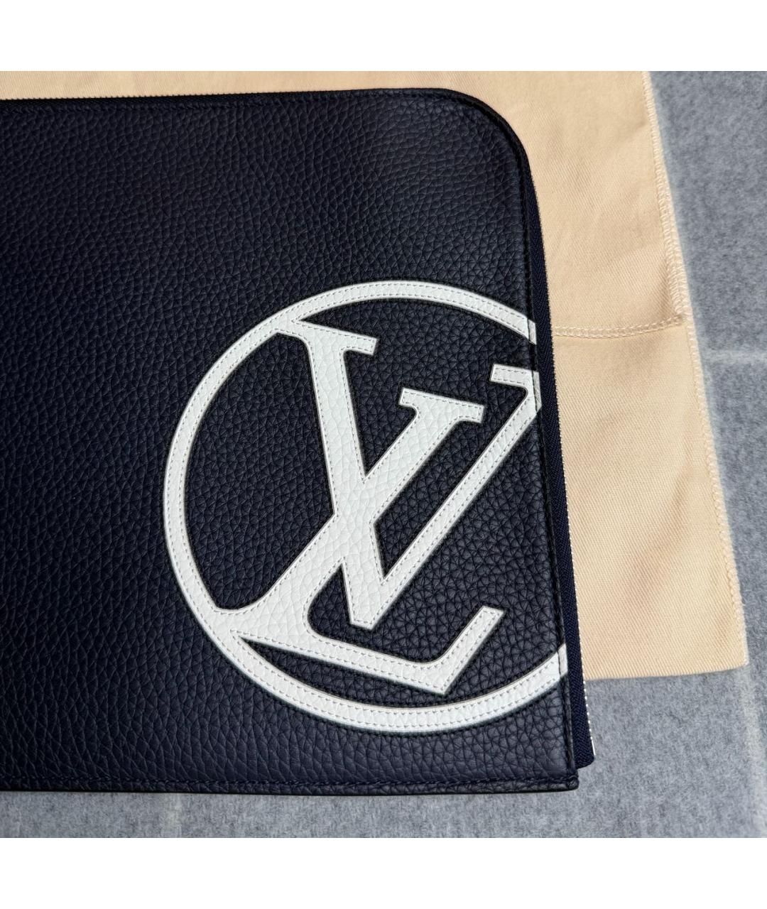 LOUIS VUITTON Темно-синяя кожаная папка для документов, фото 3