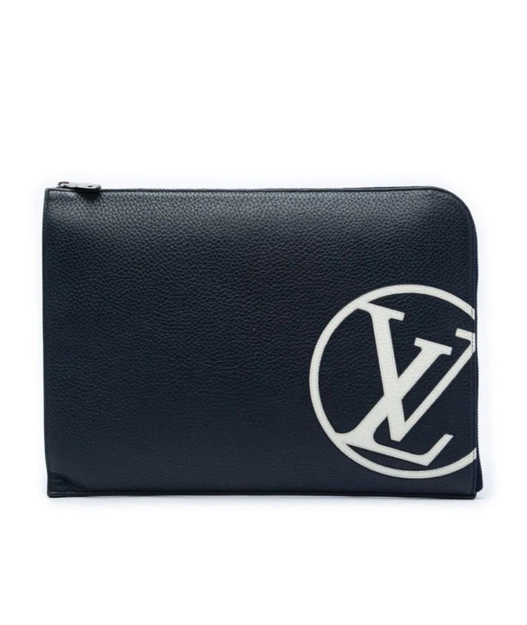 LOUIS VUITTON Темно-синяя кожаная папка для документов, фото 1