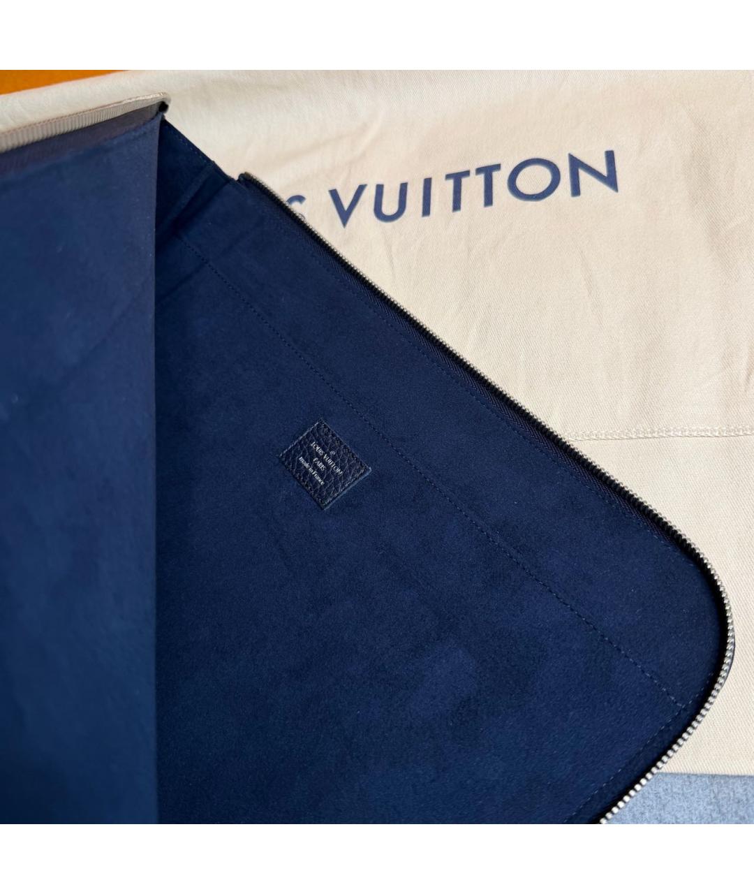 LOUIS VUITTON Темно-синяя кожаная папка для документов, фото 5