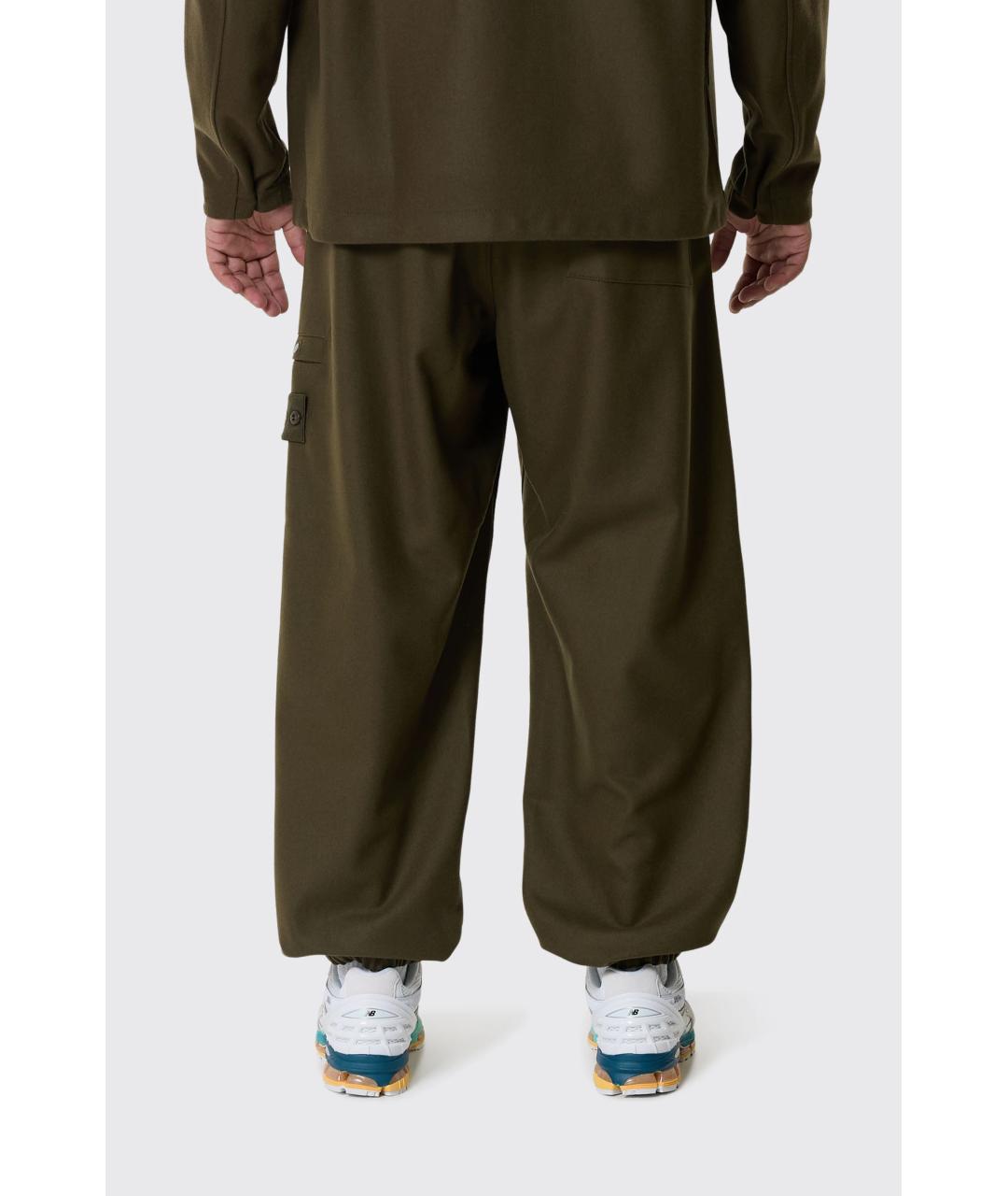STONE ISLAND Хаки шерстяные повседневные брюки, фото 5