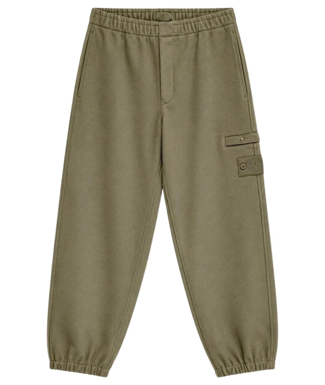 STONE ISLAND Хаки шерстяные повседневные брюки, фото 1