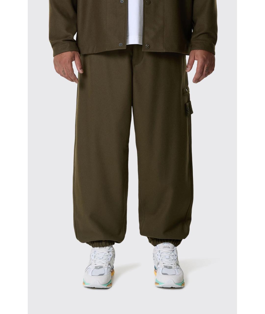 STONE ISLAND Хаки шерстяные повседневные брюки, фото 2