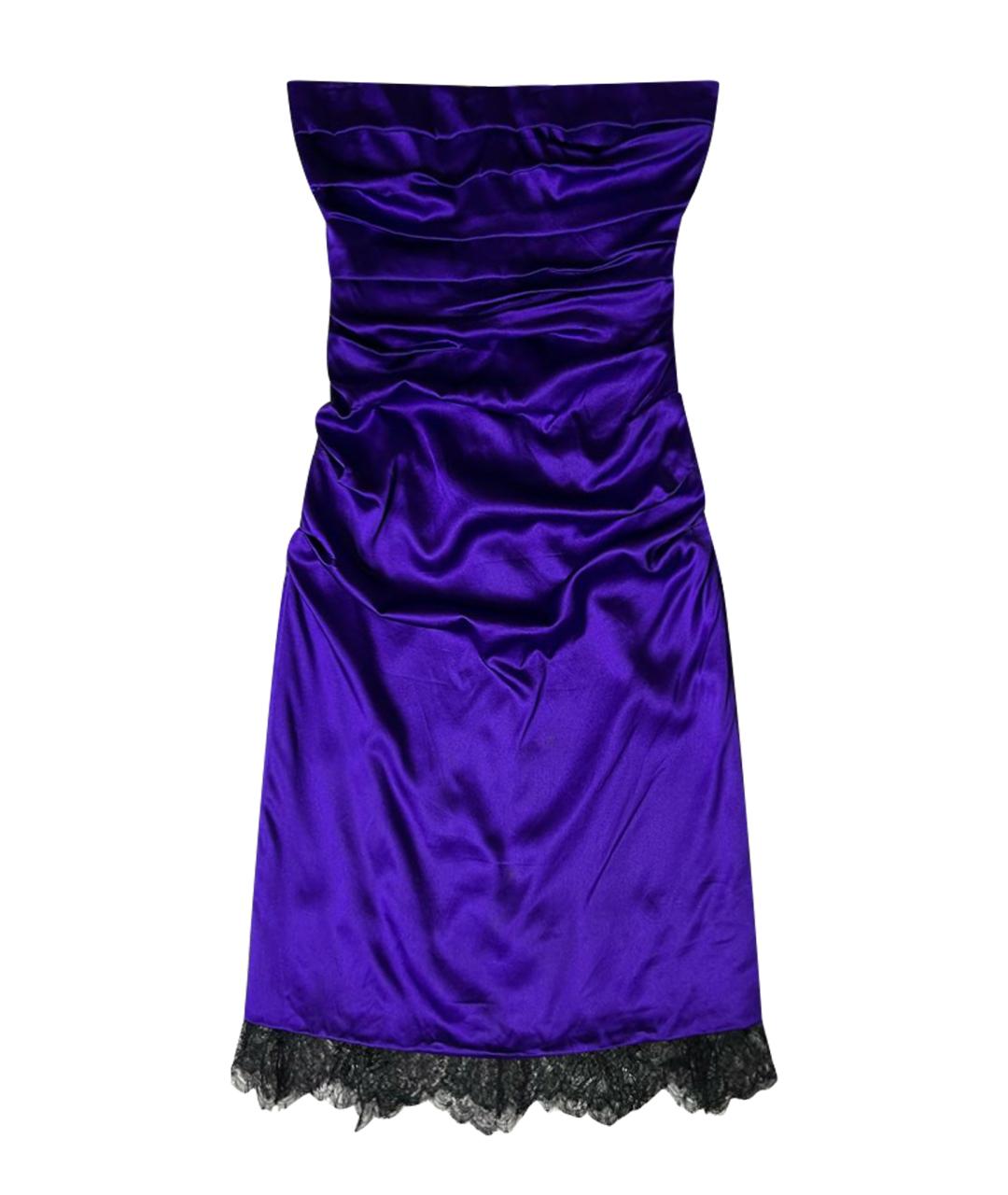 DOLCE&GABBANA Фиолетовое шелковое коктейльное платье, фото 1
