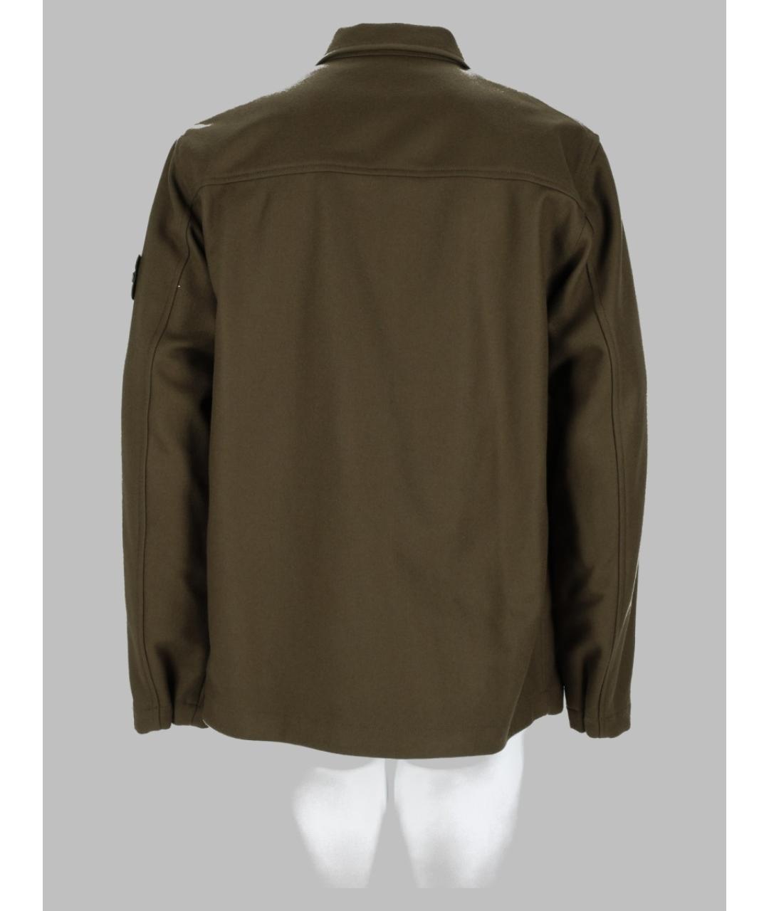 STONE ISLAND Хаки шерстяная кэжуал рубашка, фото 2