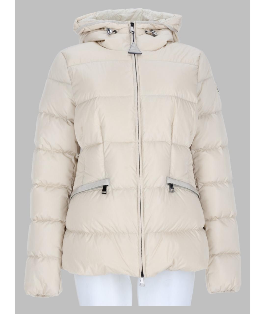MONCLER Бежевый полиамидовый пуховик, фото 3