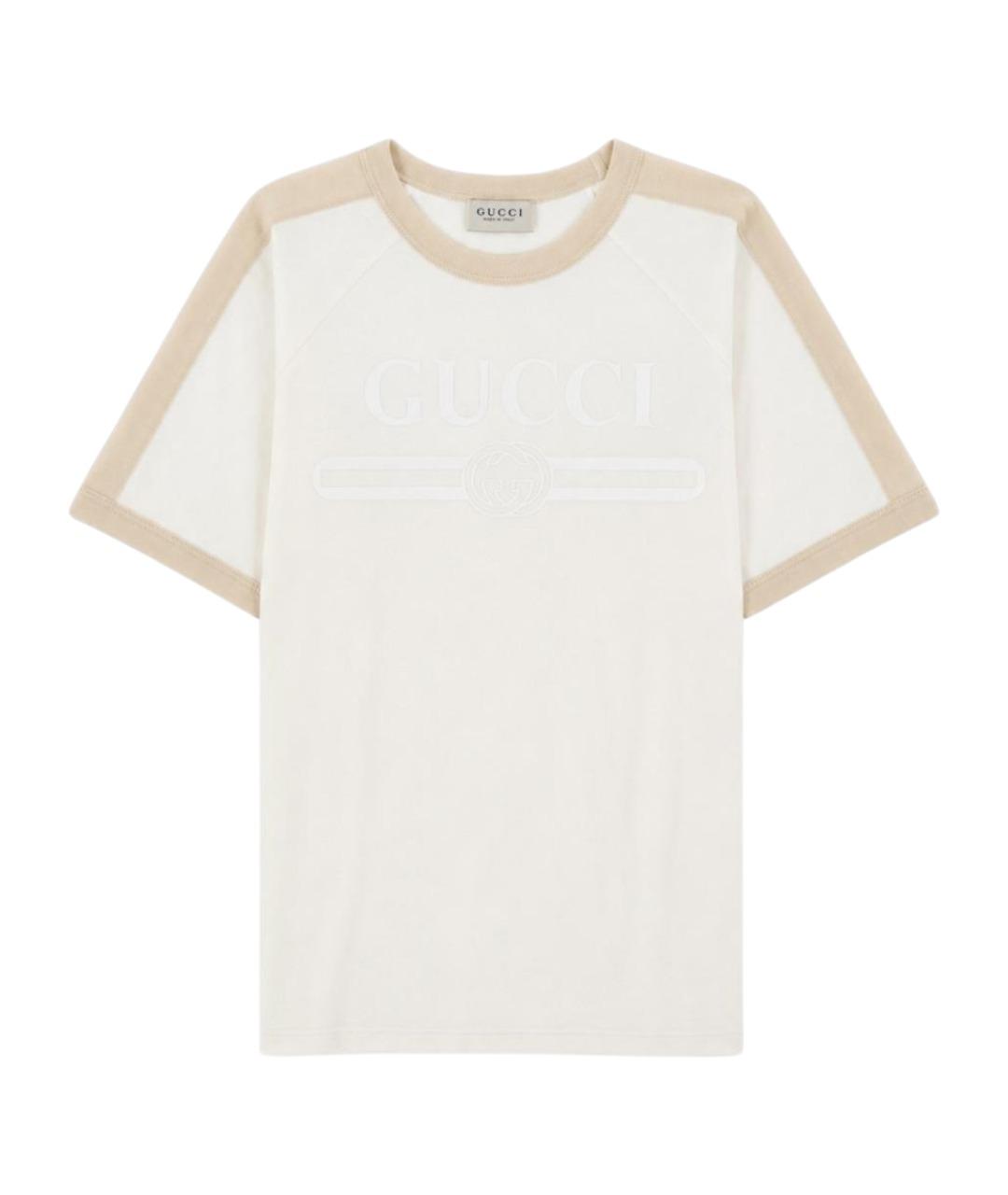 GUCCI Бежевая хлопковая детская футболка, фото 1