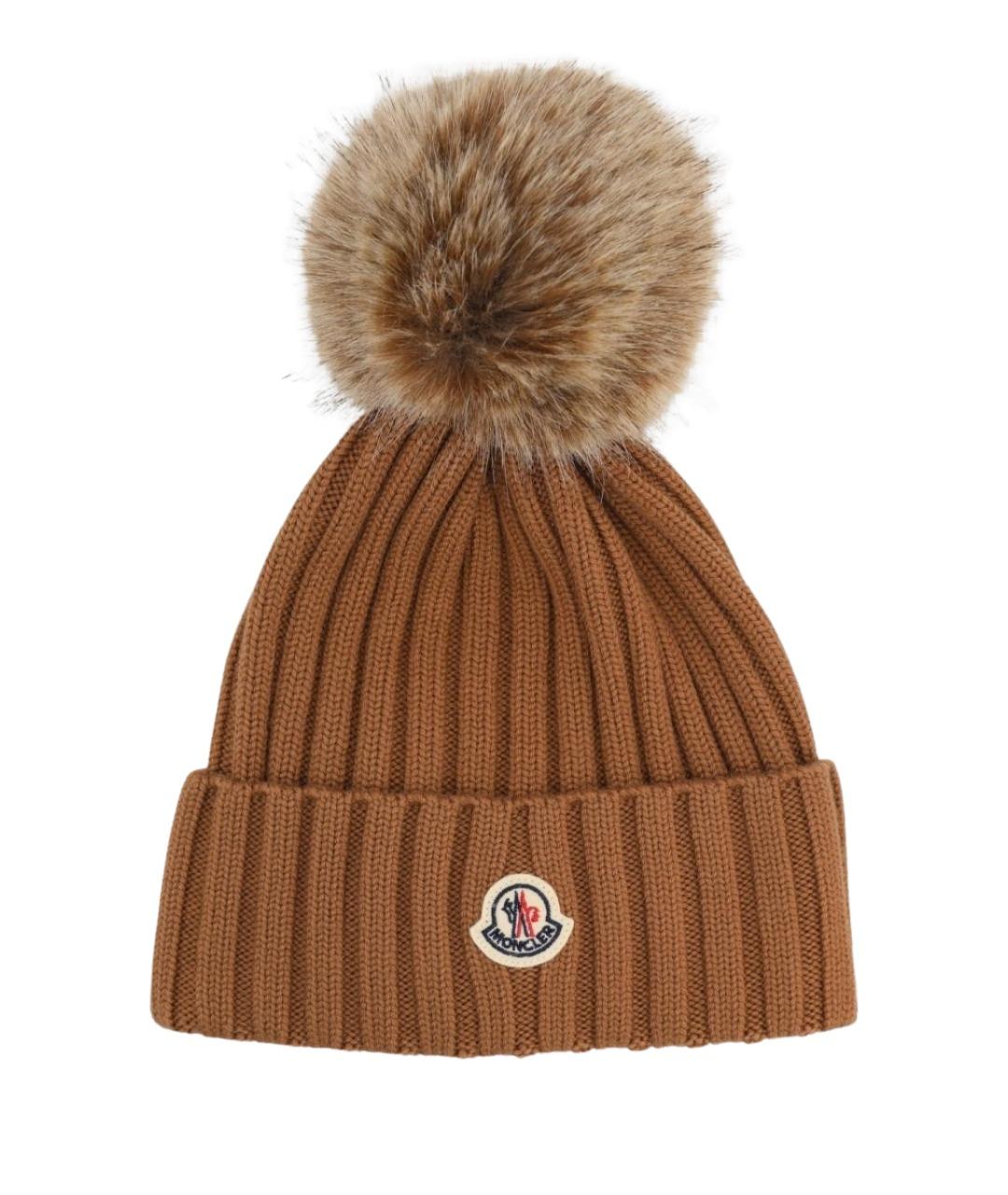 MONCLER Коричневая шапка, фото 1