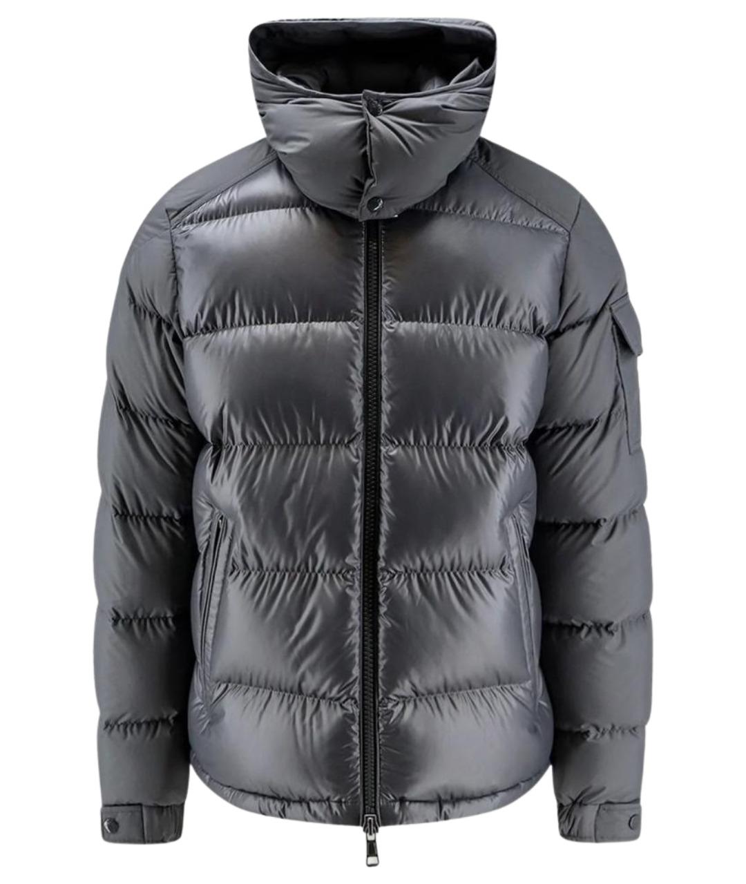 MONCLER Серый полиэстеровый пуховик, фото 1