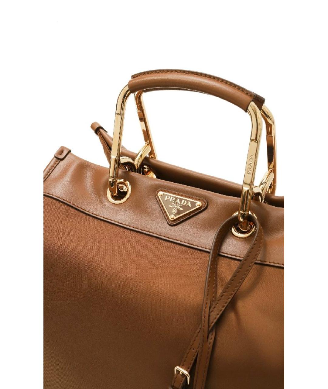 PRADA Коричневая нейлоновая сумка тоут, фото 2