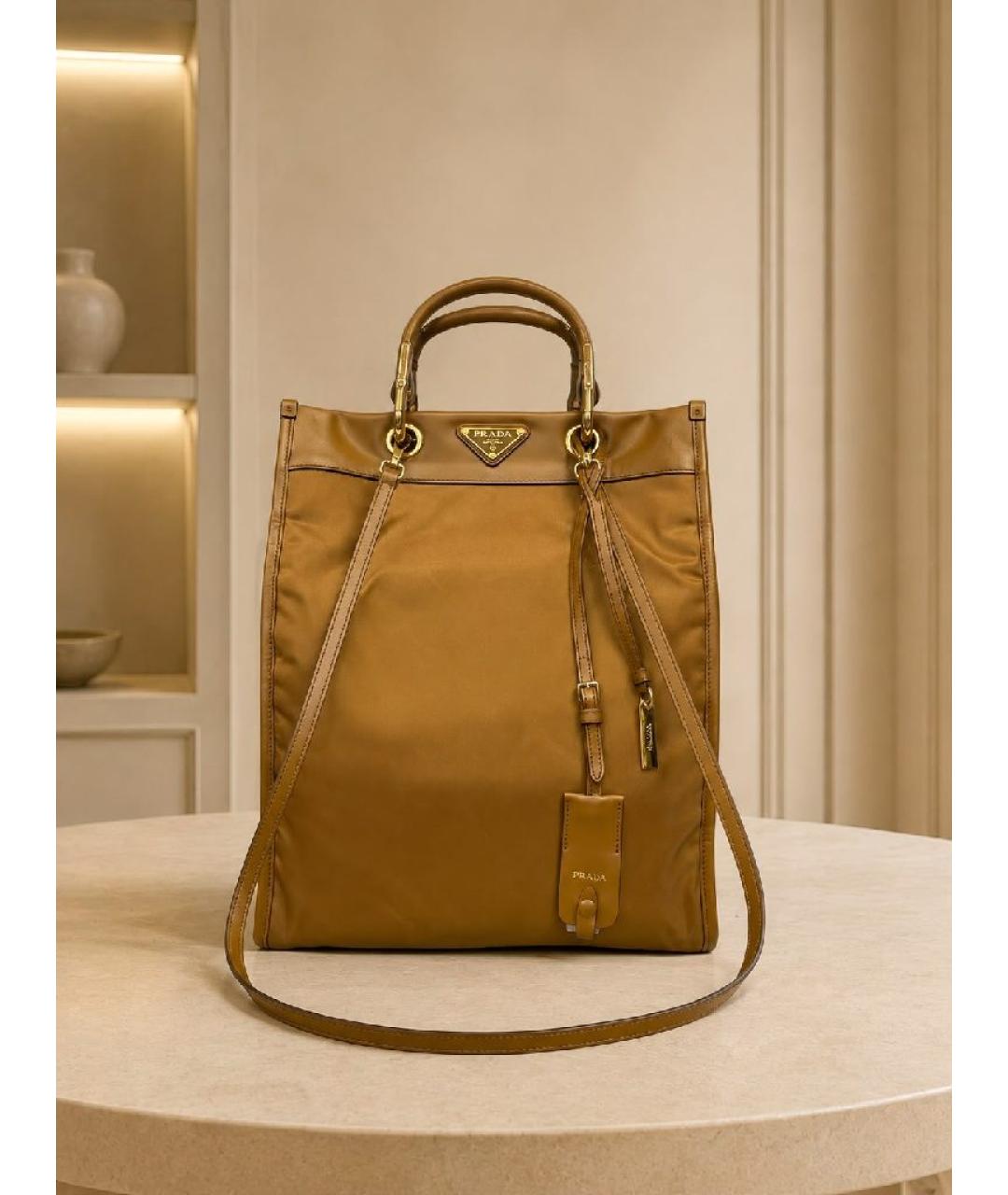 PRADA Коричневая нейлоновая сумка тоут, фото 8