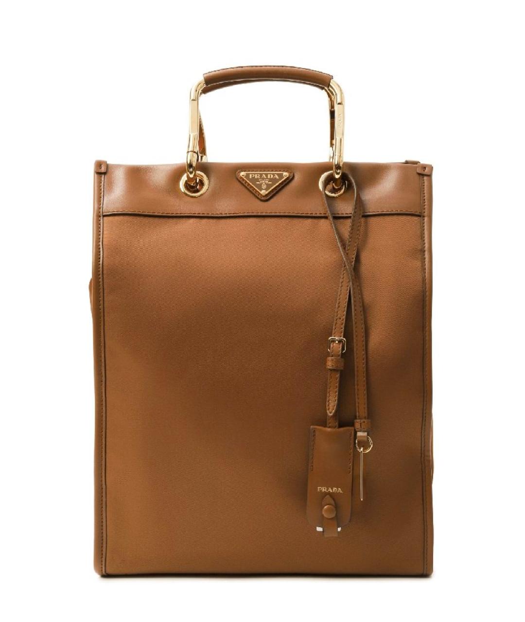 PRADA Коричневая нейлоновая сумка тоут, фото 1