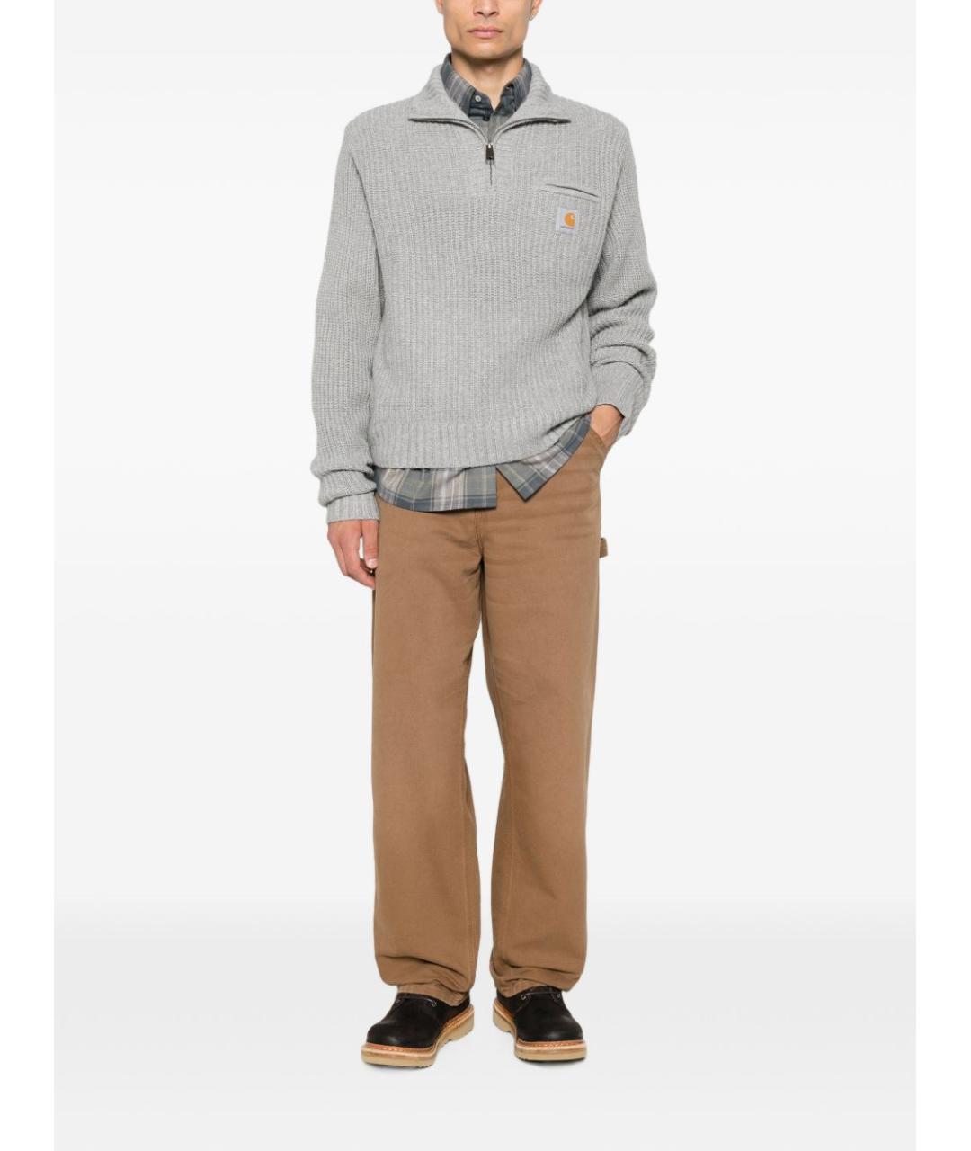 CARHARTT WIP Коричневые хлопковые повседневные брюки, фото 4