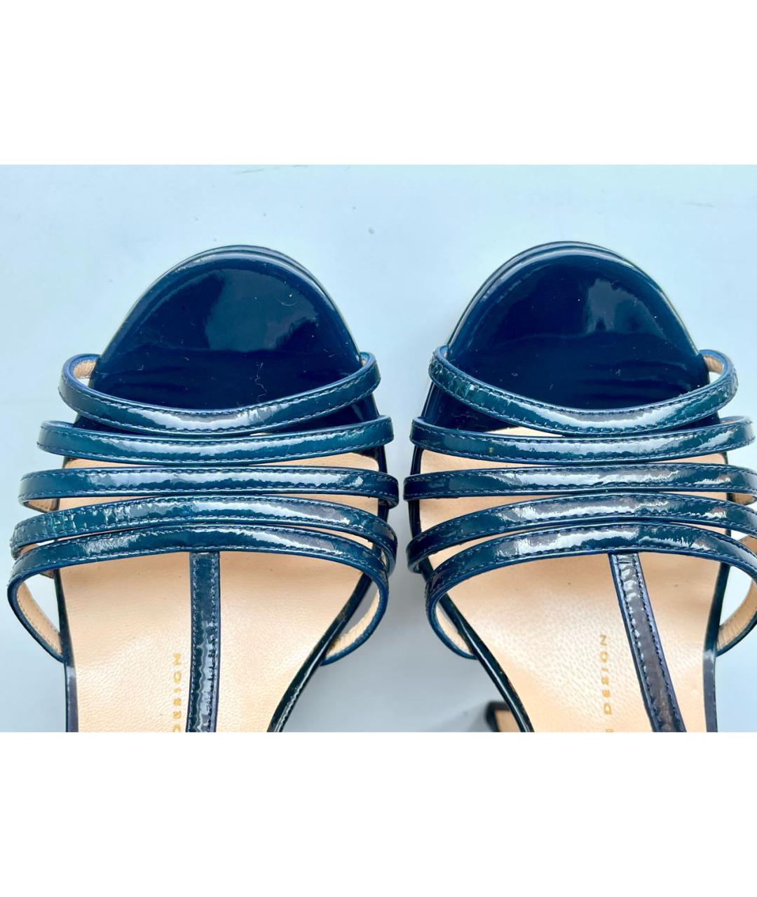 GIUSEPPE ZANOTTI DESIGN Темно-синие босоножки из лакированной кожи, фото 6