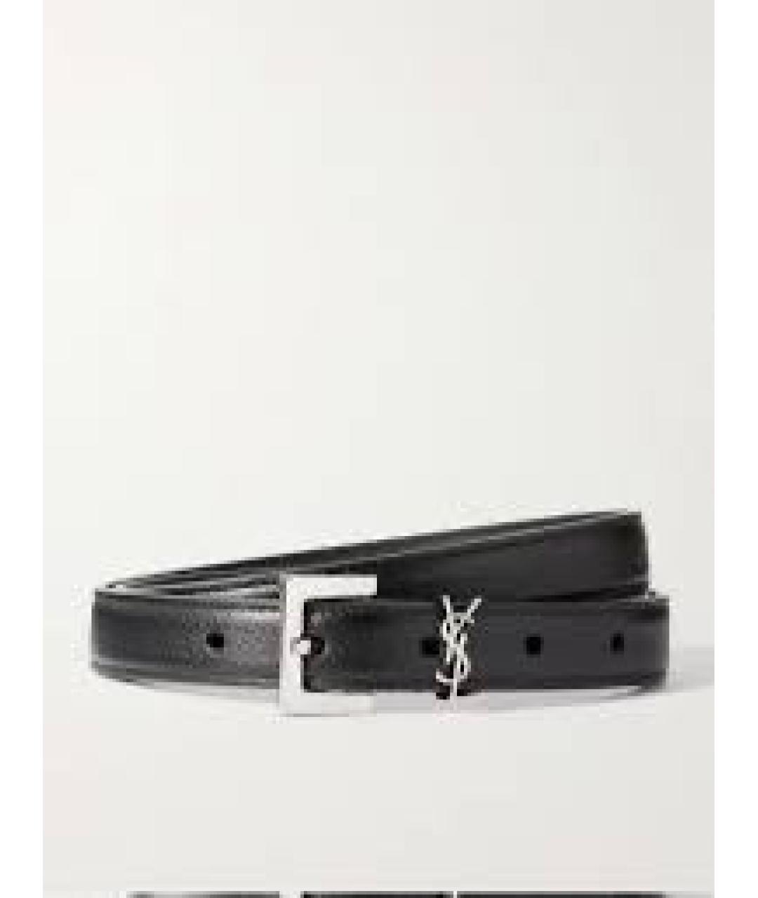 SAINT LAURENT Черный кожаный ремень, фото 3