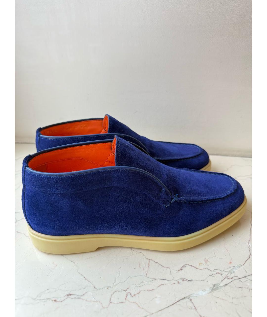 SANTONI Синие кожаные лоферы, фото 2