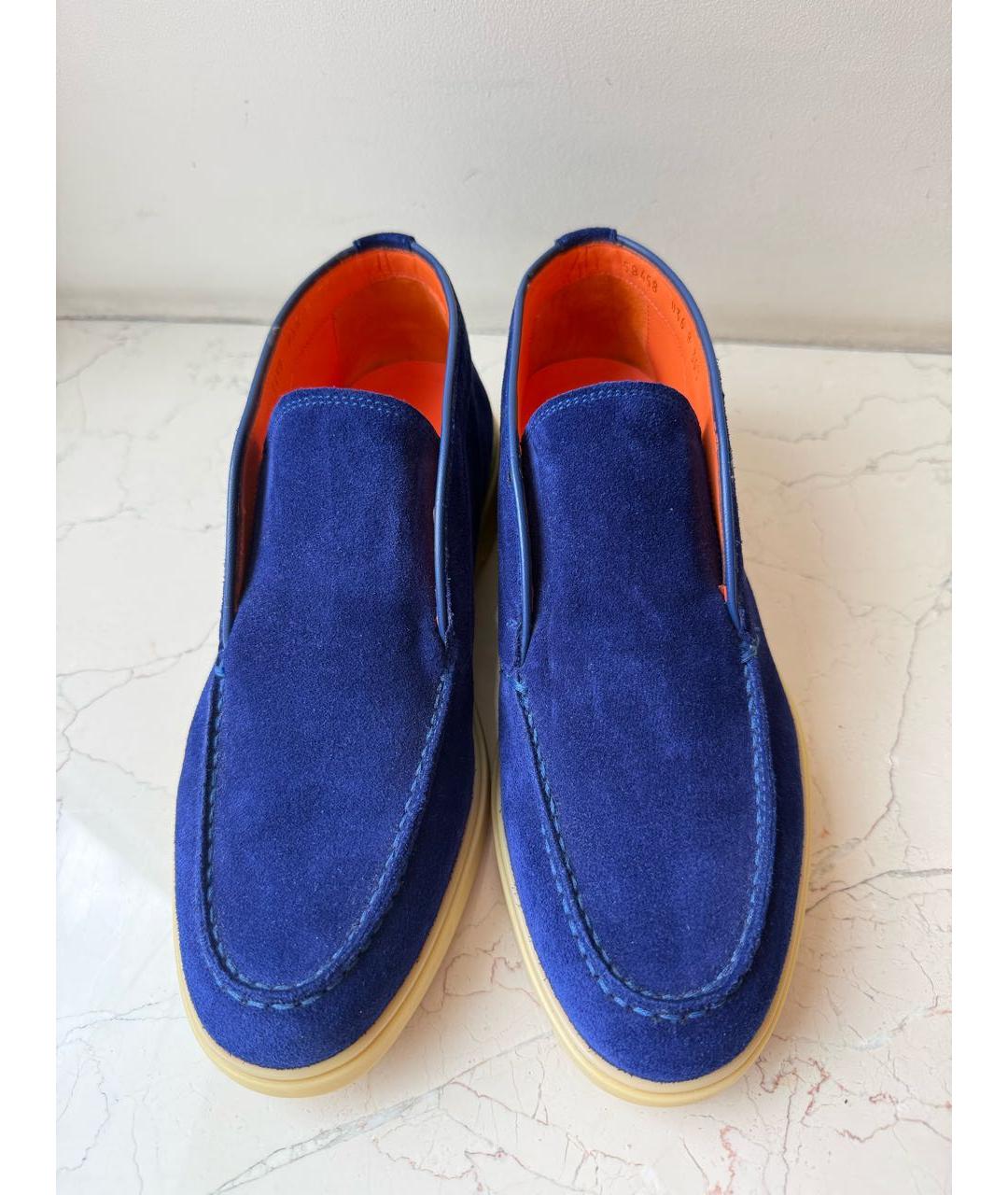 SANTONI Синие кожаные лоферы, фото 3