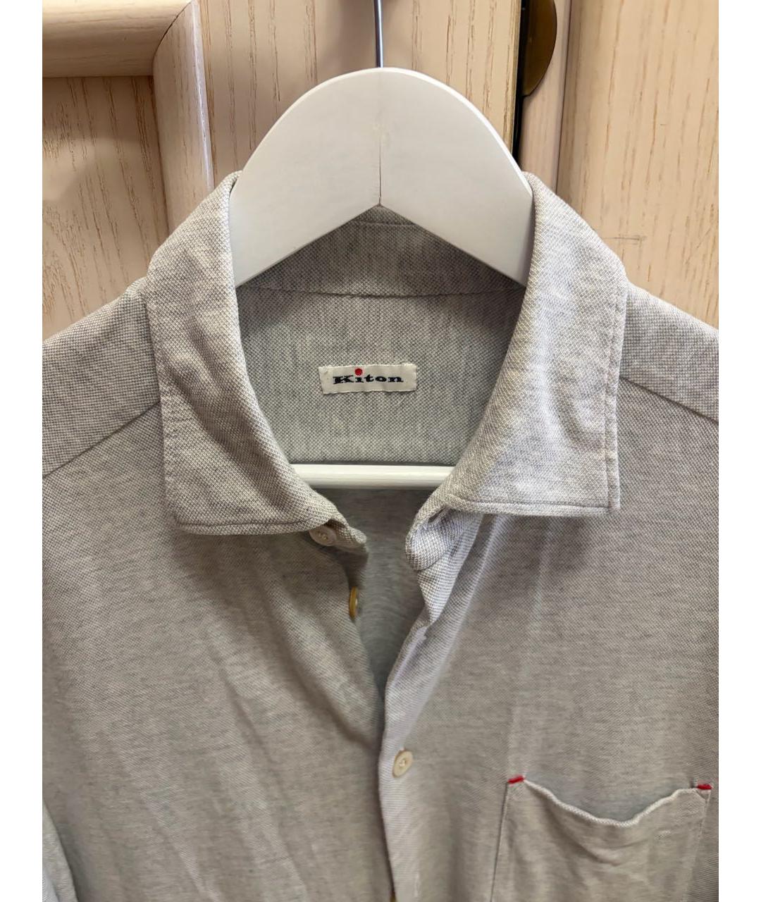 KITON Серая хлопковая кэжуал рубашка, фото 3