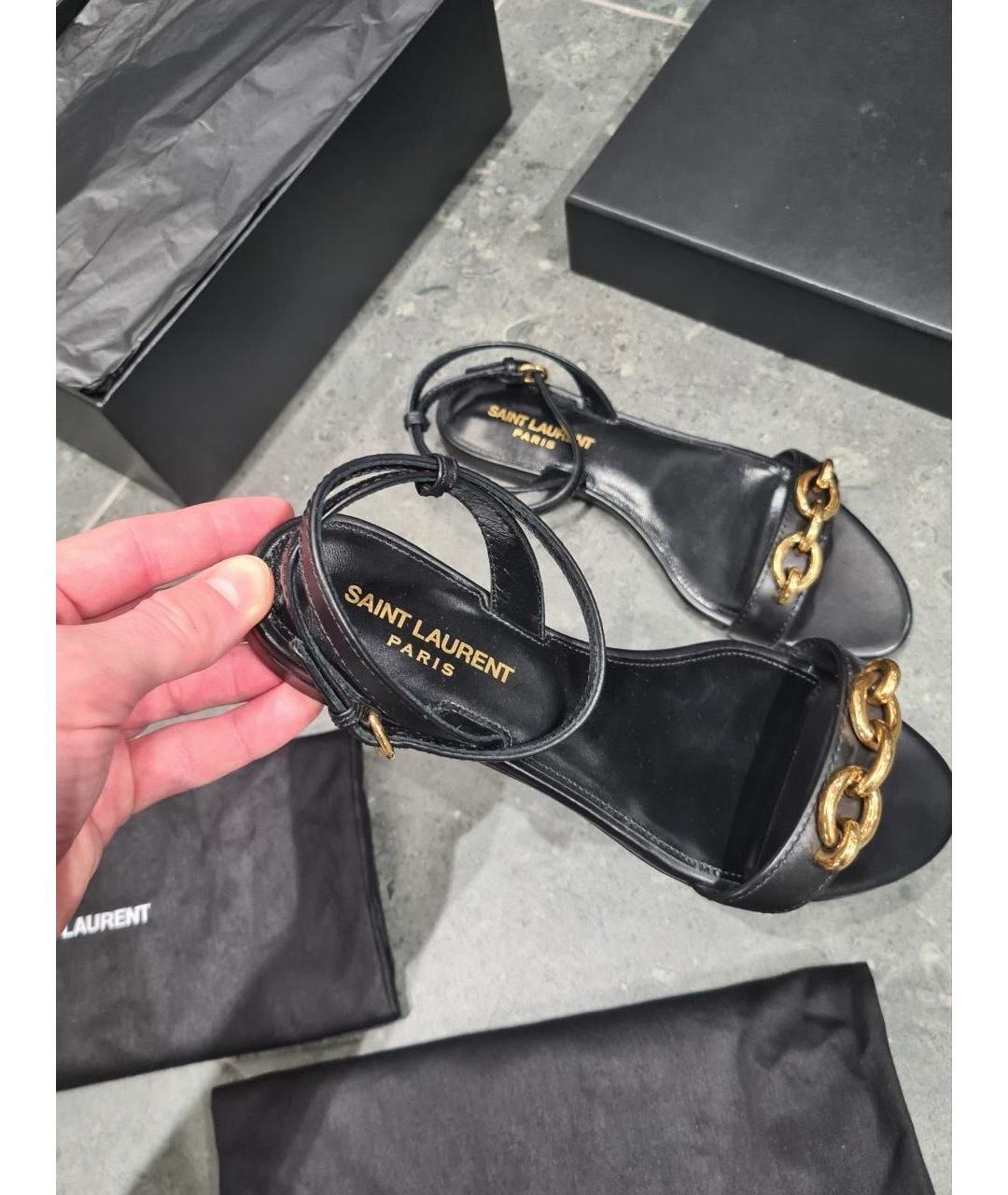 SAINT LAURENT Черные кожаные сандалии, фото 8