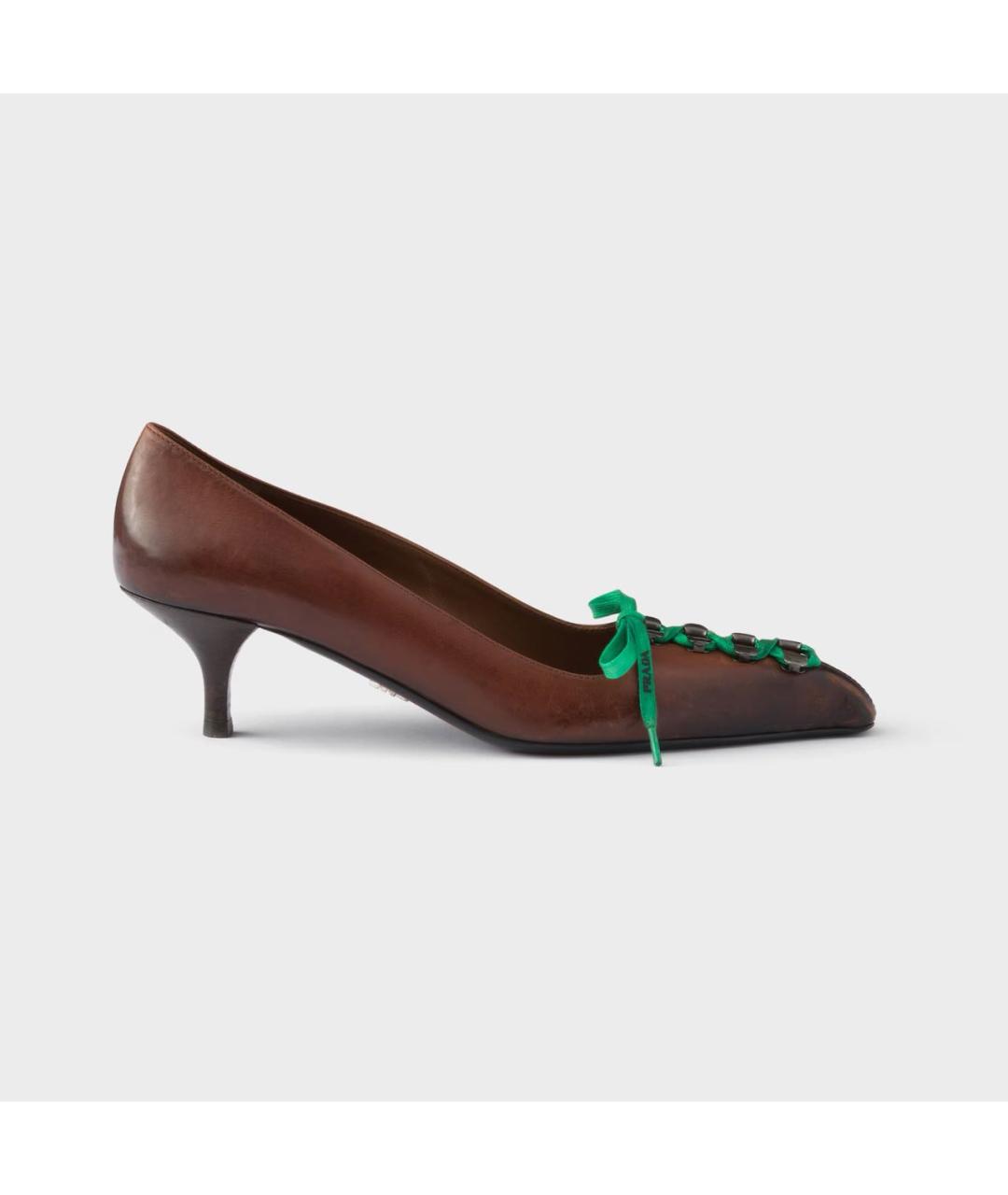 PRADA Коричневые кожаные туфли, фото 7