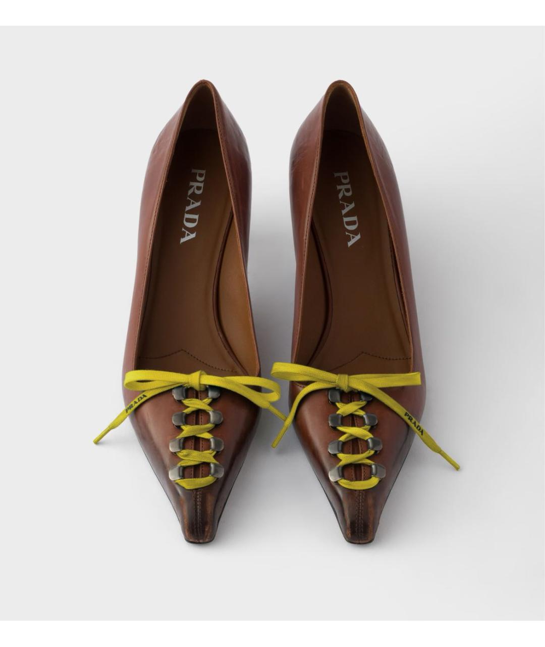 PRADA Коричневые кожаные туфли, фото 3
