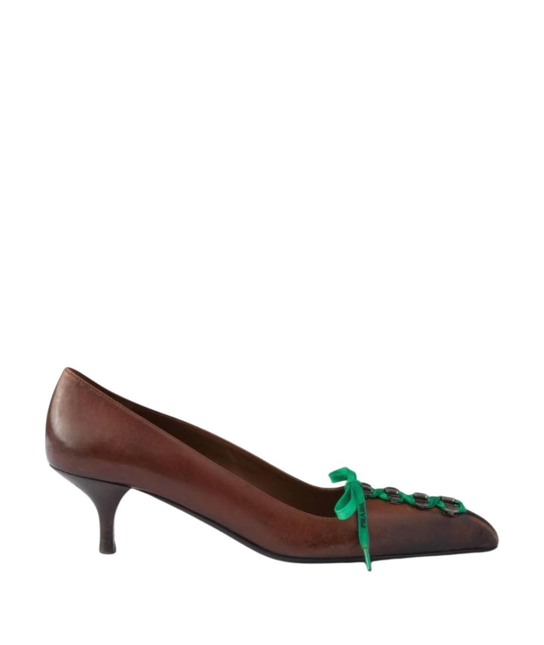 PRADA Коричневые кожаные туфли, фото 1
