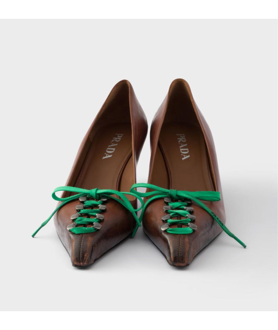 PRADA Коричневые кожаные туфли, фото 5