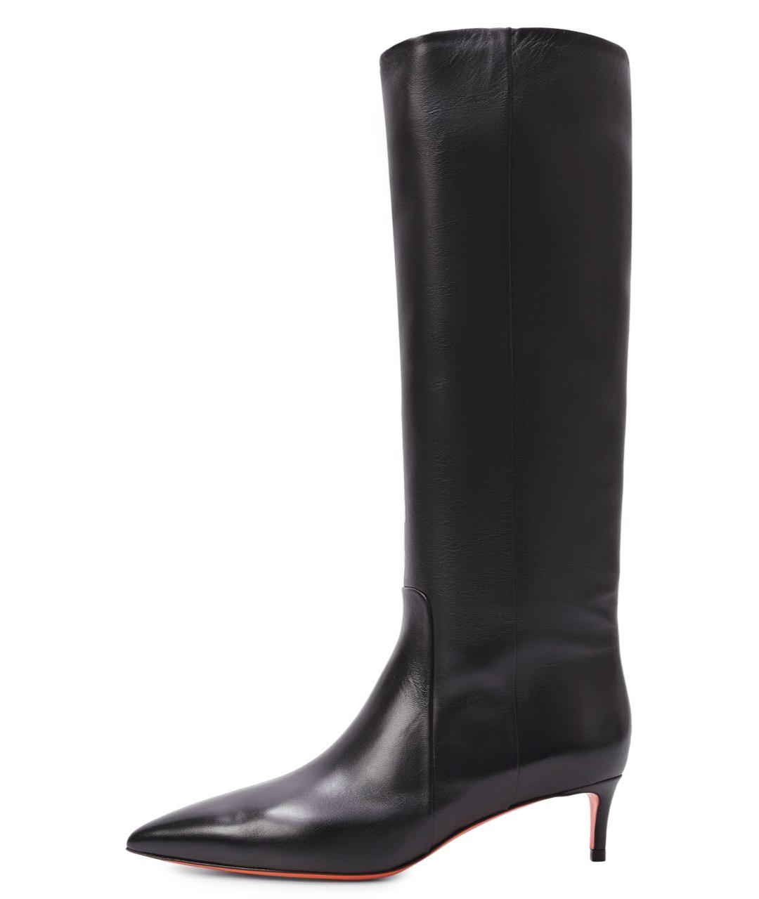 SANTONI Черные кожаные сапоги, фото 3