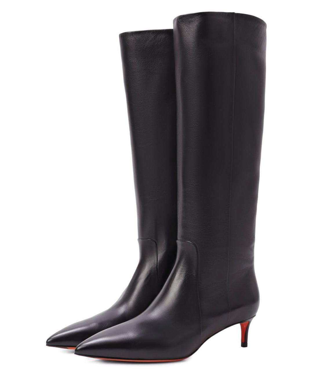 SANTONI Черные кожаные сапоги, фото 2