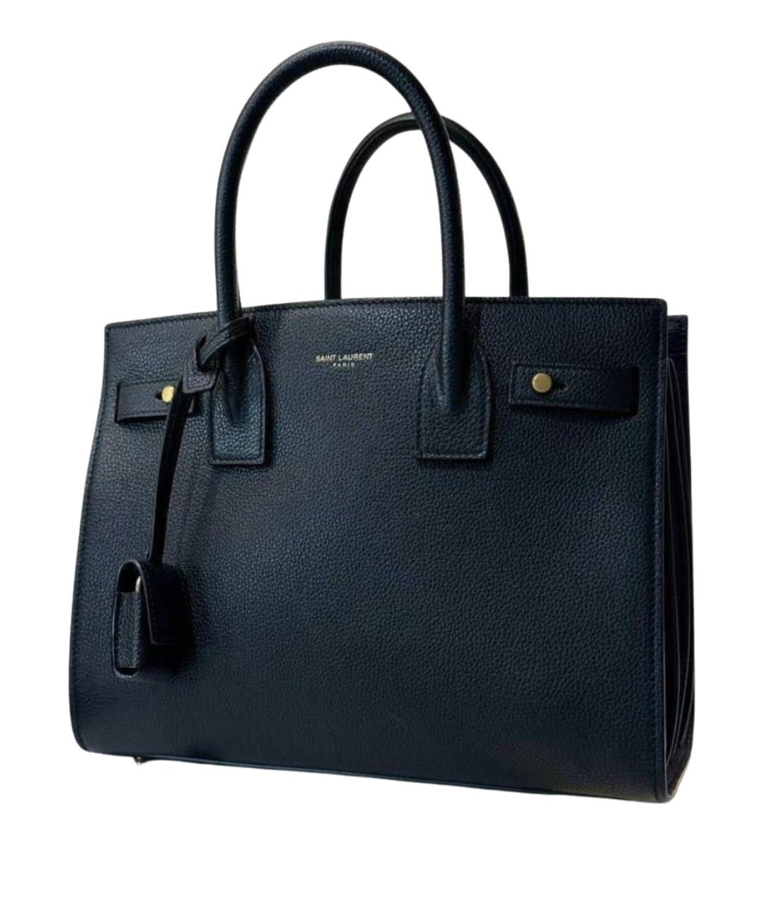 SAINT LAURENT Черная кожаная сумка с короткими ручками, фото 1