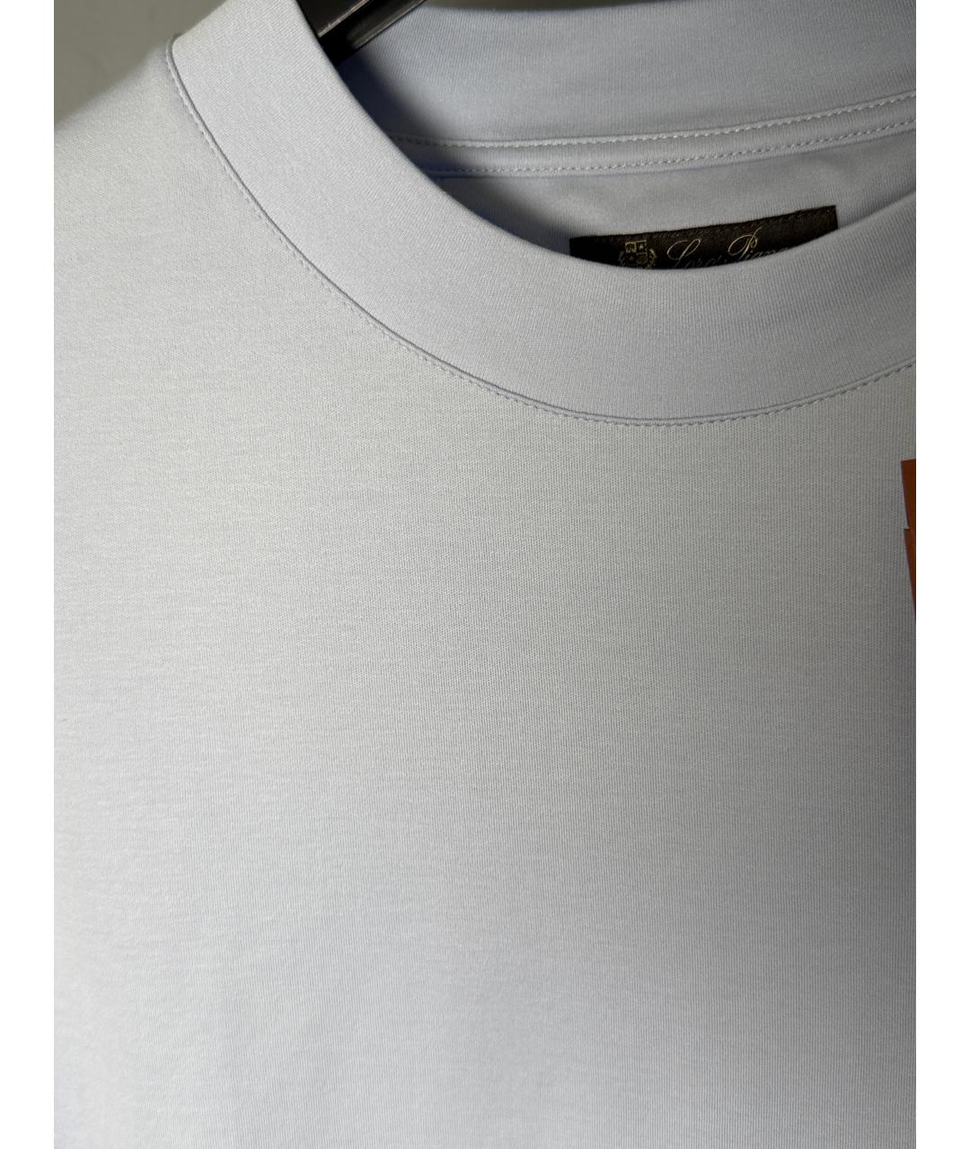 LORO PIANA Голубая хлопковая футболка, фото 4