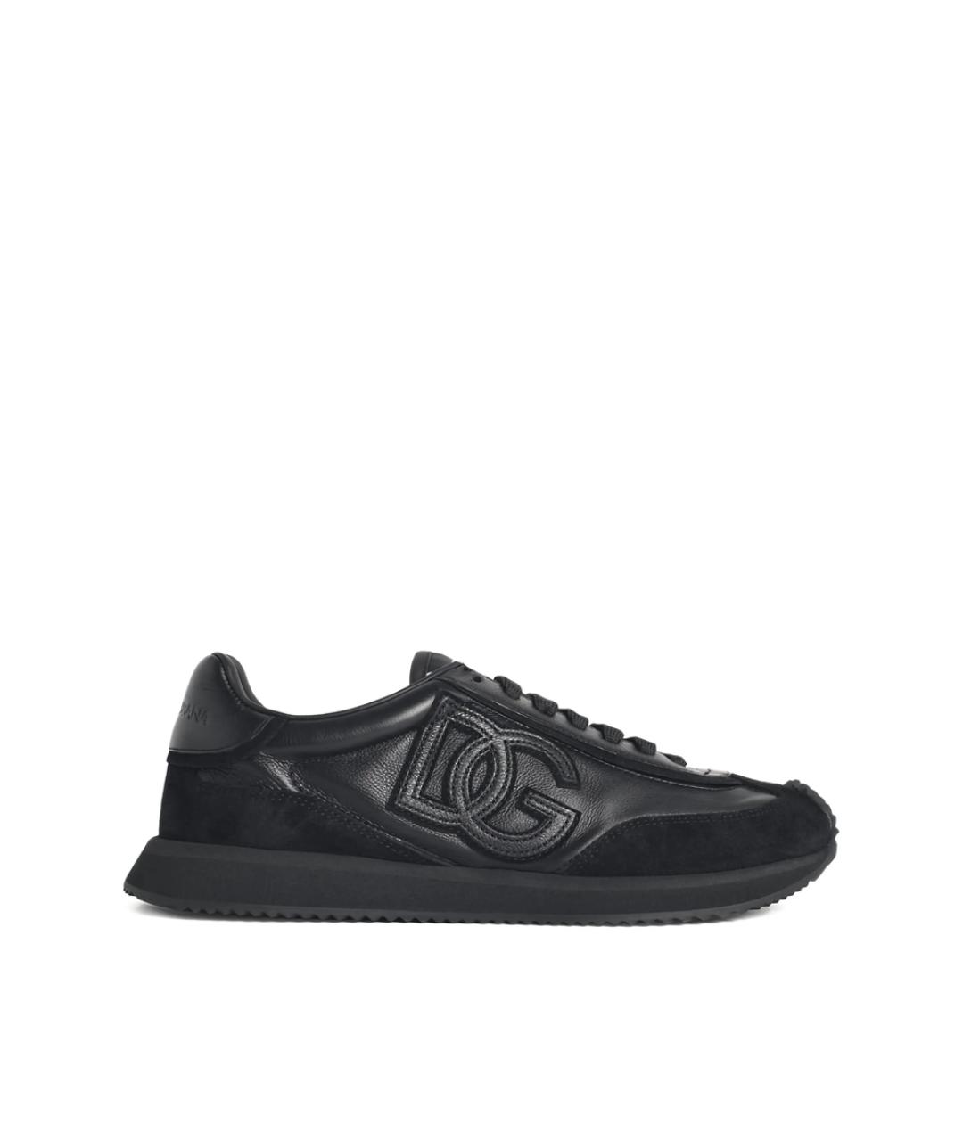 DOLCE&GABBANA Черные кожаные низкие кроссовки / кеды, фото 1