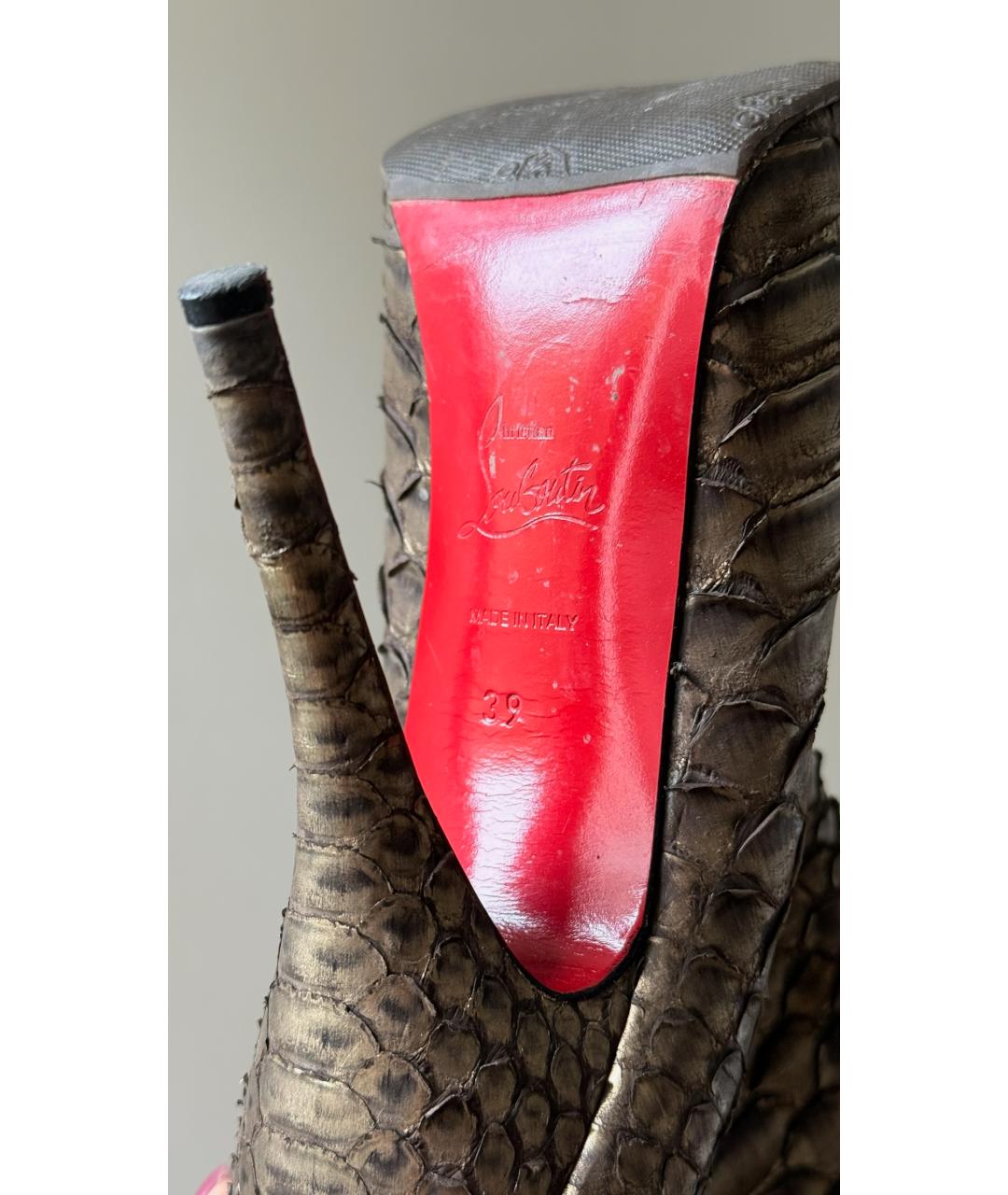 CHRISTIAN LOUBOUTIN Бежевые кожаные ботинки, фото 6