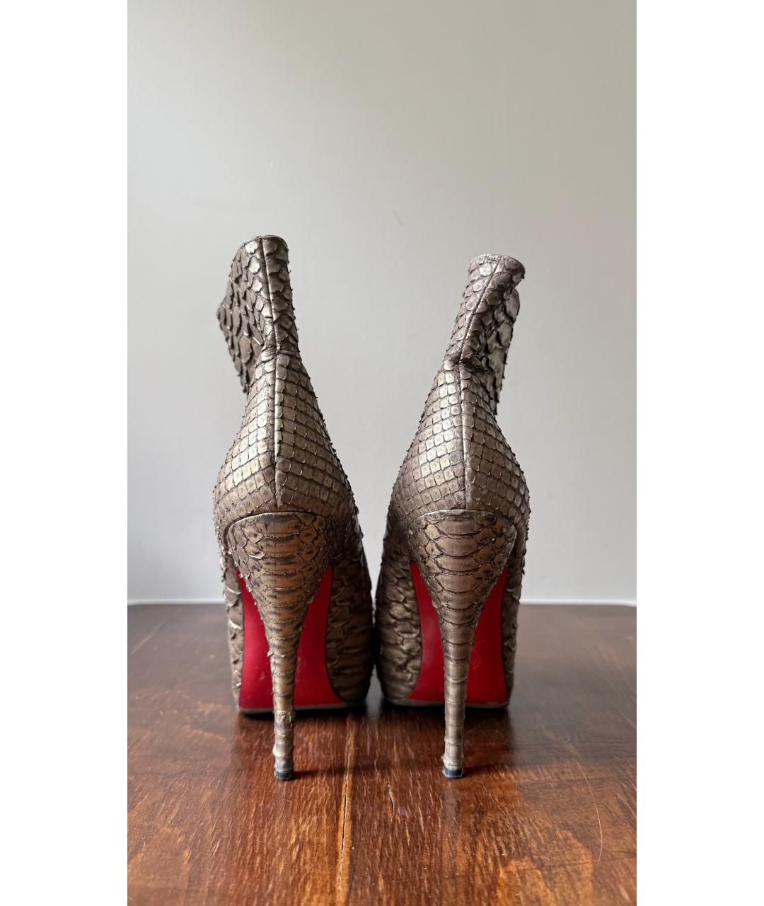 CHRISTIAN LOUBOUTIN Бежевые кожаные ботинки, фото 2