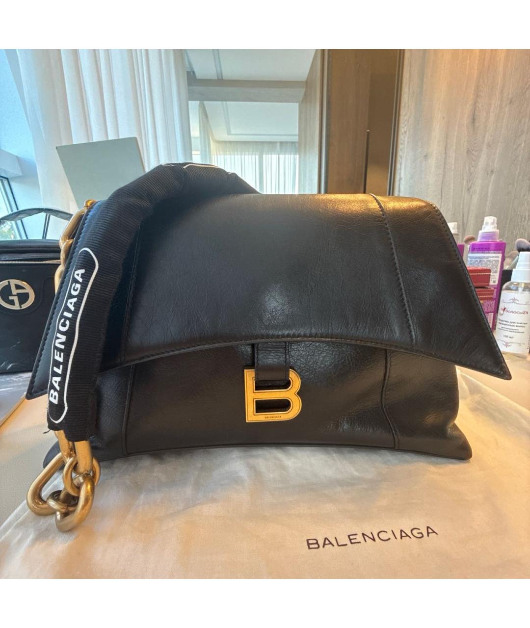 BALENCIAGA Черная кожаная сумка через плечо, фото 4