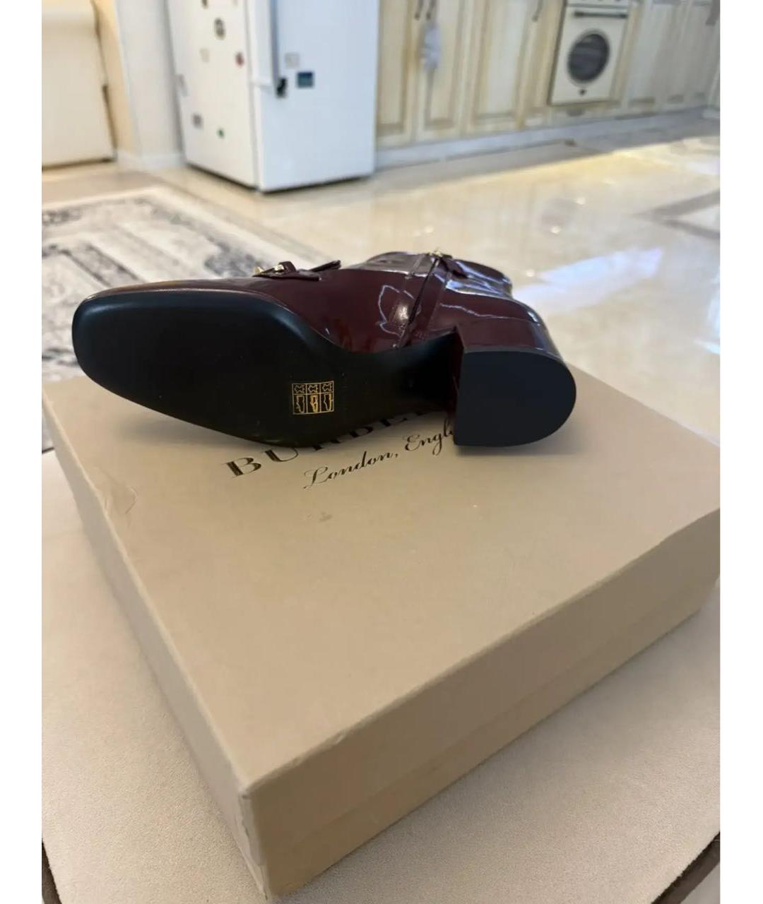 BURBERRY Бордовые ботильоны из лакированной кожи, фото 3