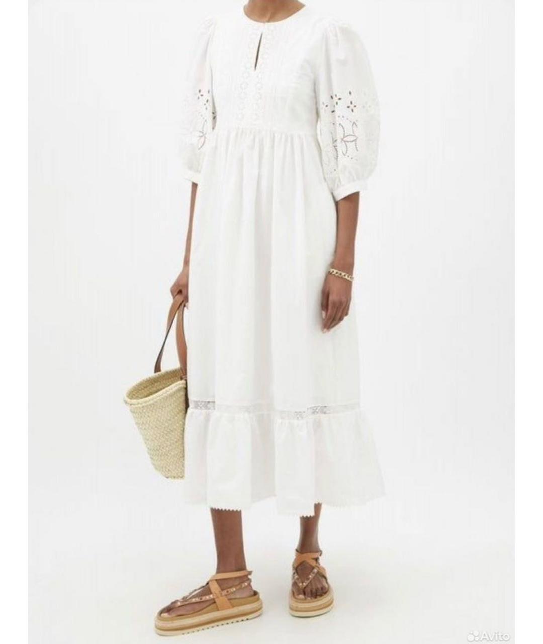 WEEKEND MAX MARA Белое хлопковое повседневное платье, фото 6