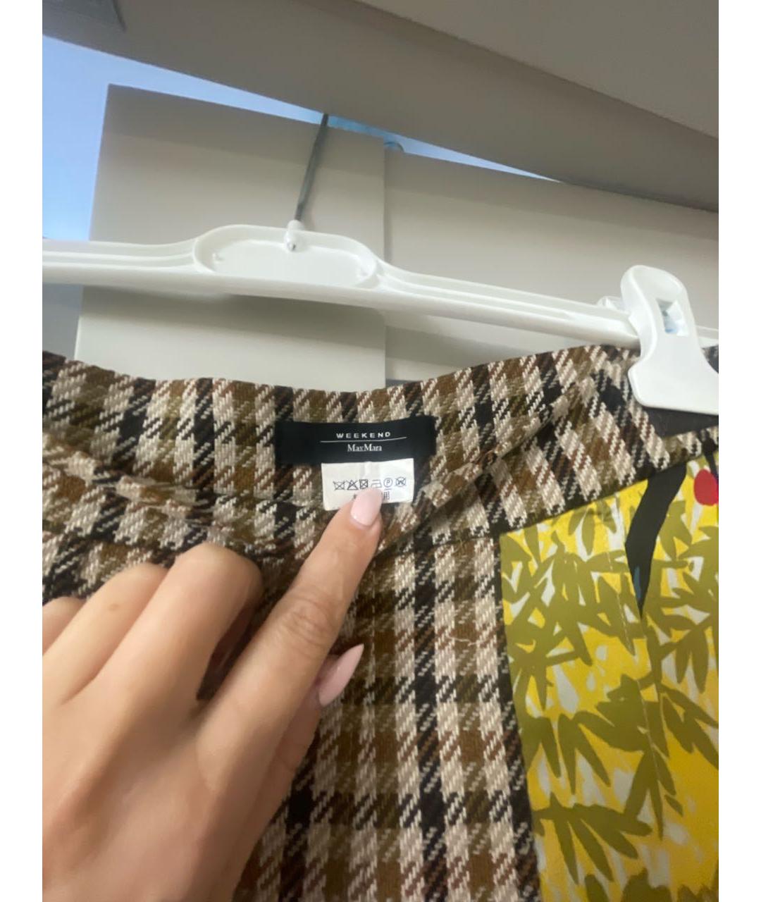 WEEKEND MAX MARA Коричневая шерстяная юбка макси, фото 3