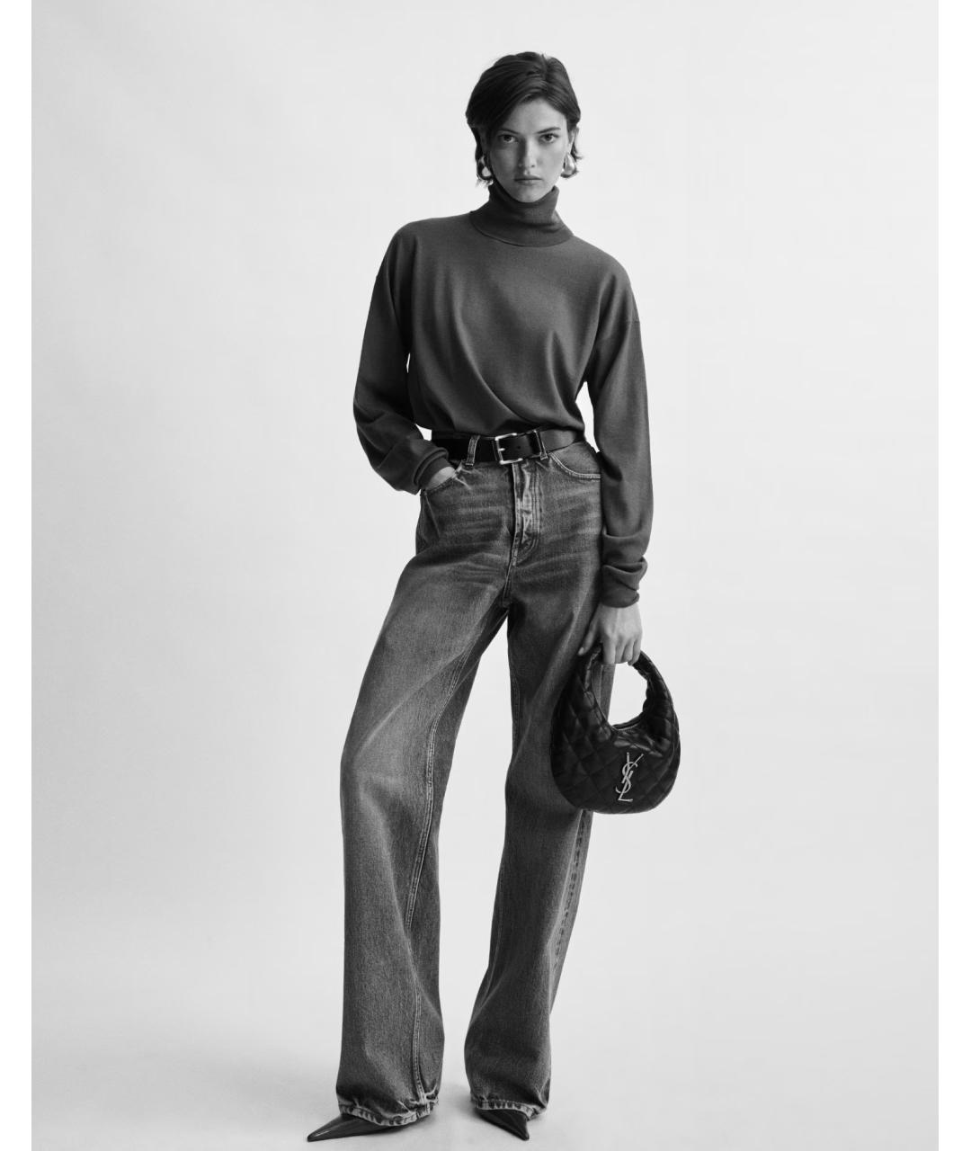 SAINT LAURENT Коричневая замшевая сумка с короткими ручками, фото 2
