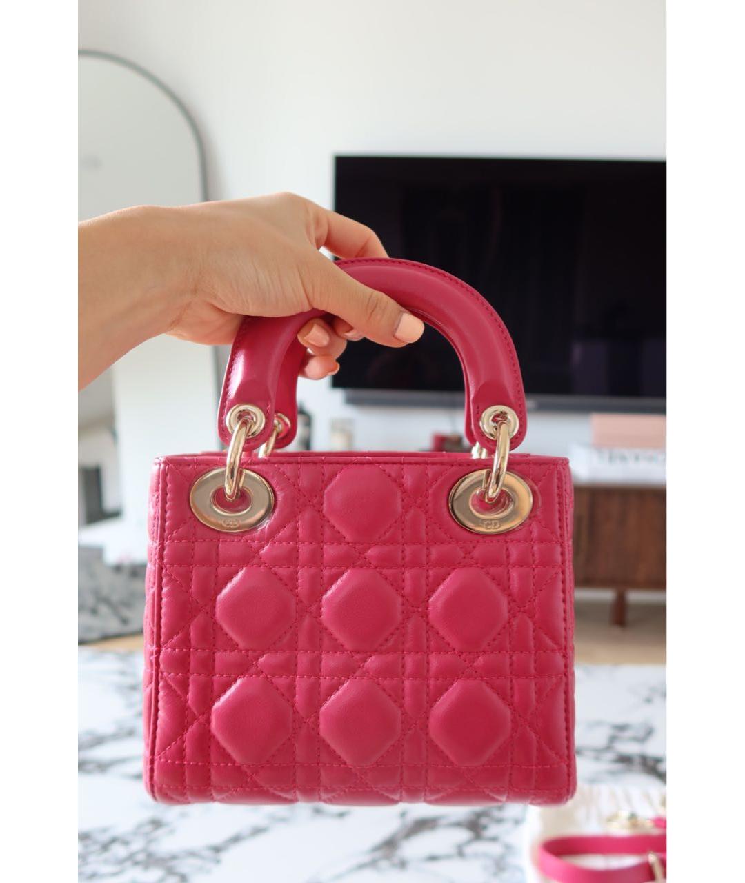 CHRISTIAN DIOR Розовая кожаная сумка с короткими ручками, фото 3