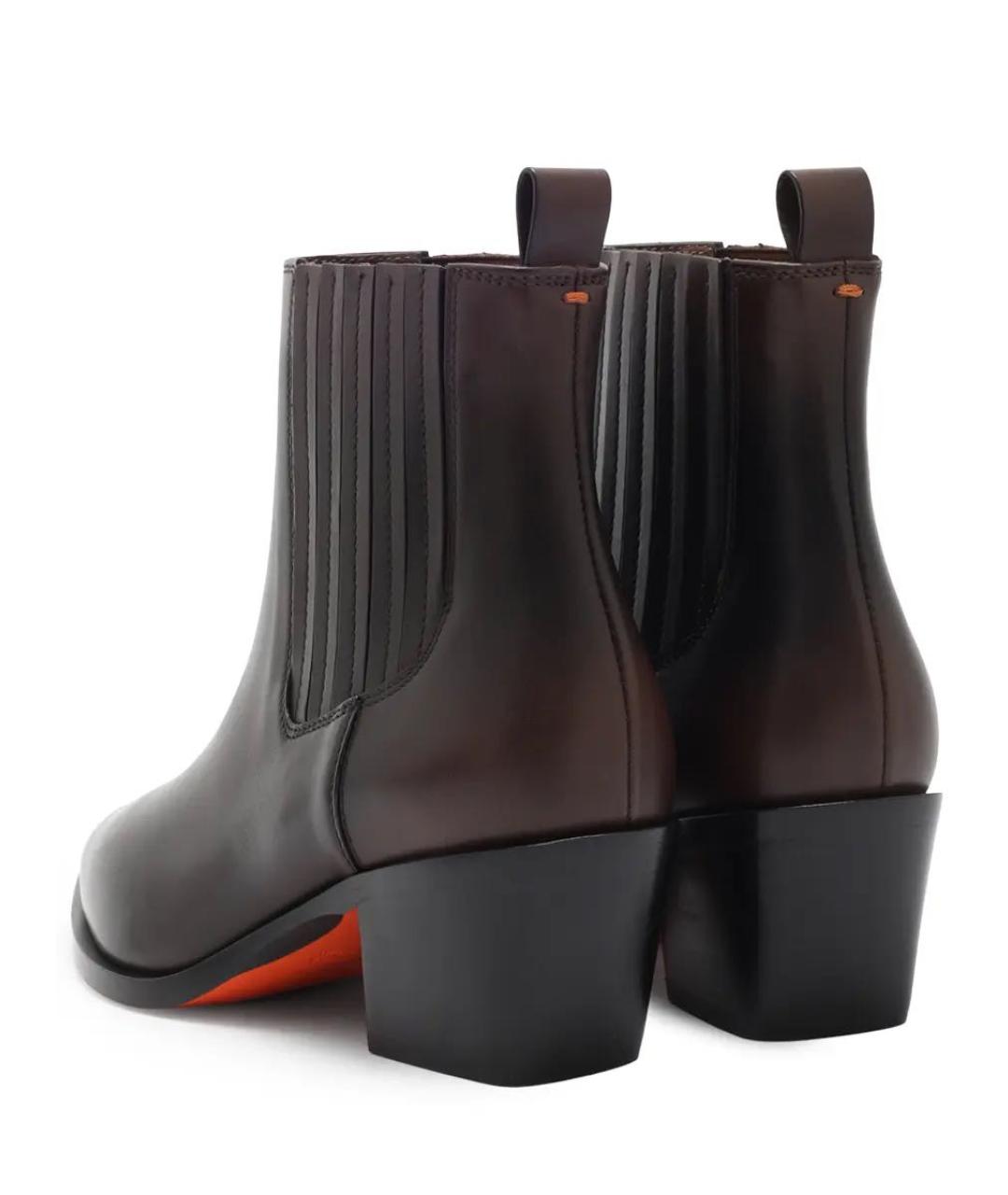 SANTONI Коричневые кожаные ботильоны, фото 5