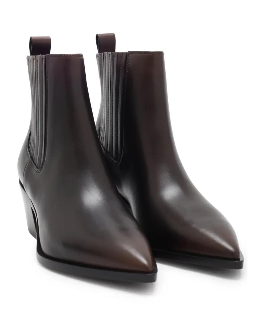 SANTONI Коричневые кожаные ботильоны, фото 4