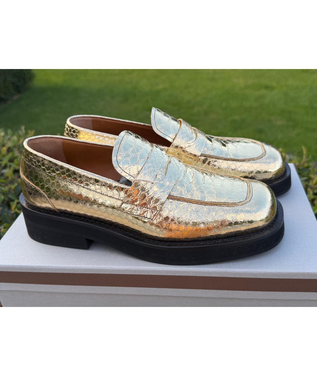 MARNI Золотые кожаные лоферы, фото 5