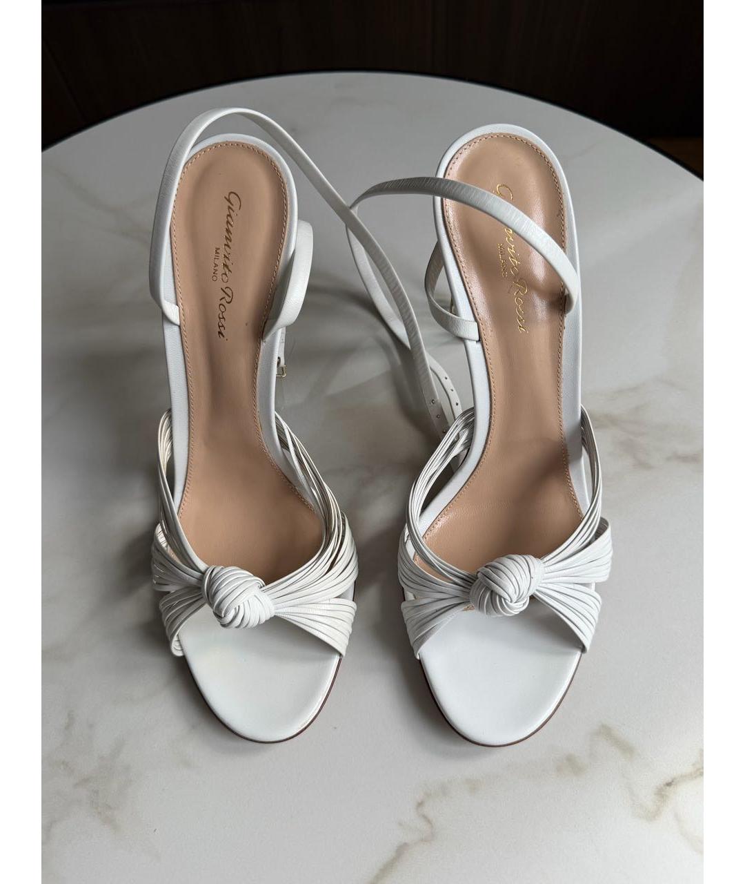 GIANVITO ROSSI Белые кожаные босоножки, фото 2