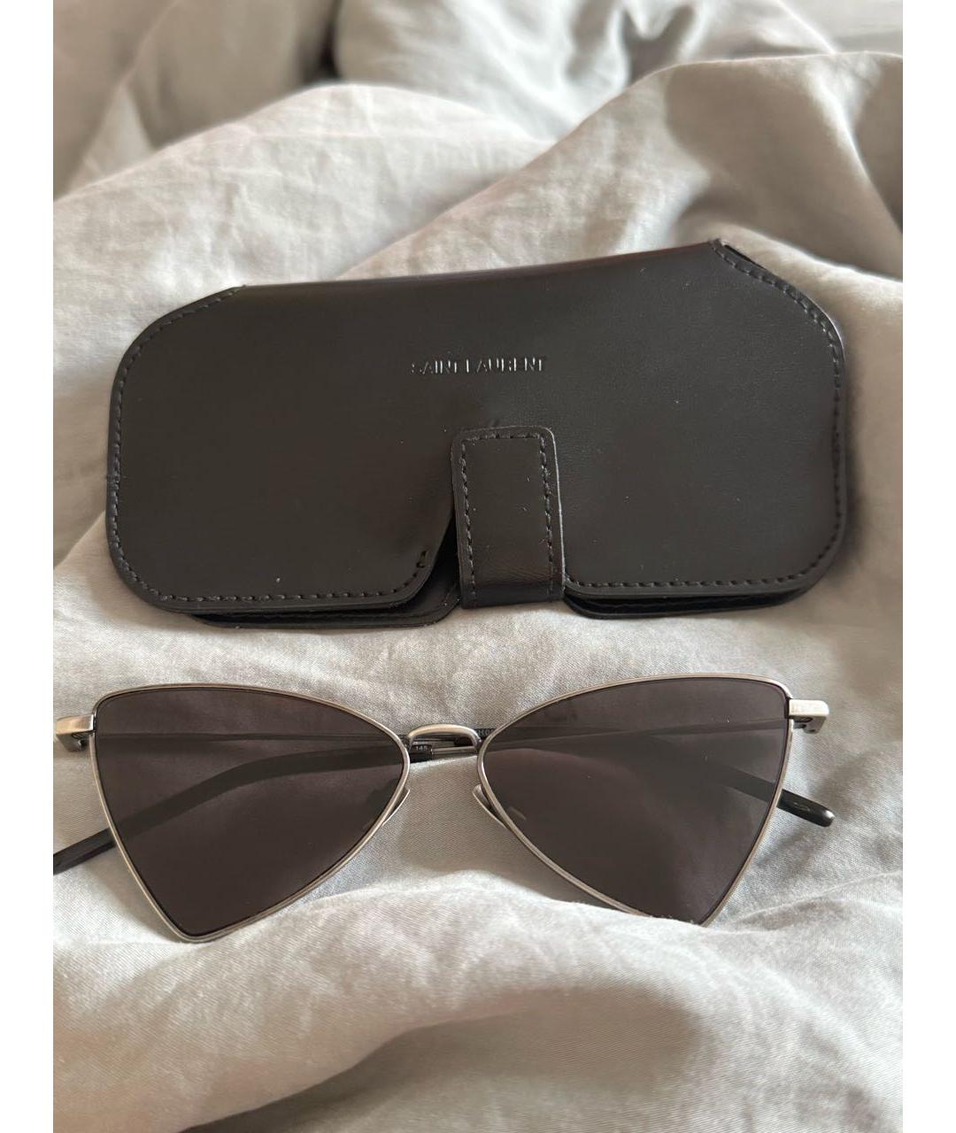 SAINT LAURENT Черные металлические солнцезащитные очки, фото 4