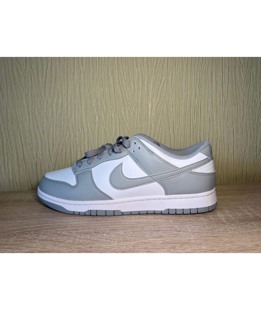 NIKE Серые кожаные низкие кроссовки / кеды, фото 3