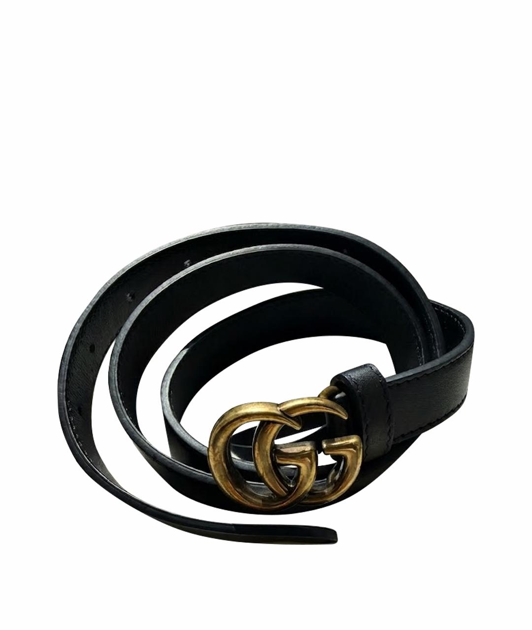 GUCCI Черный кожаный ремень, фото 1
